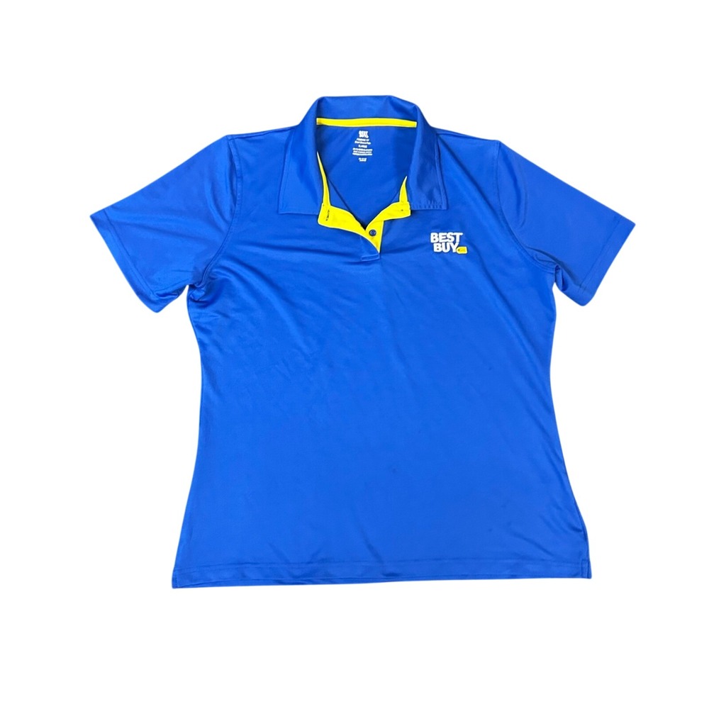 Best Buy Employee Uniform Polo Shirt Blue Yellow Feminine Fit XL Short Sleeve